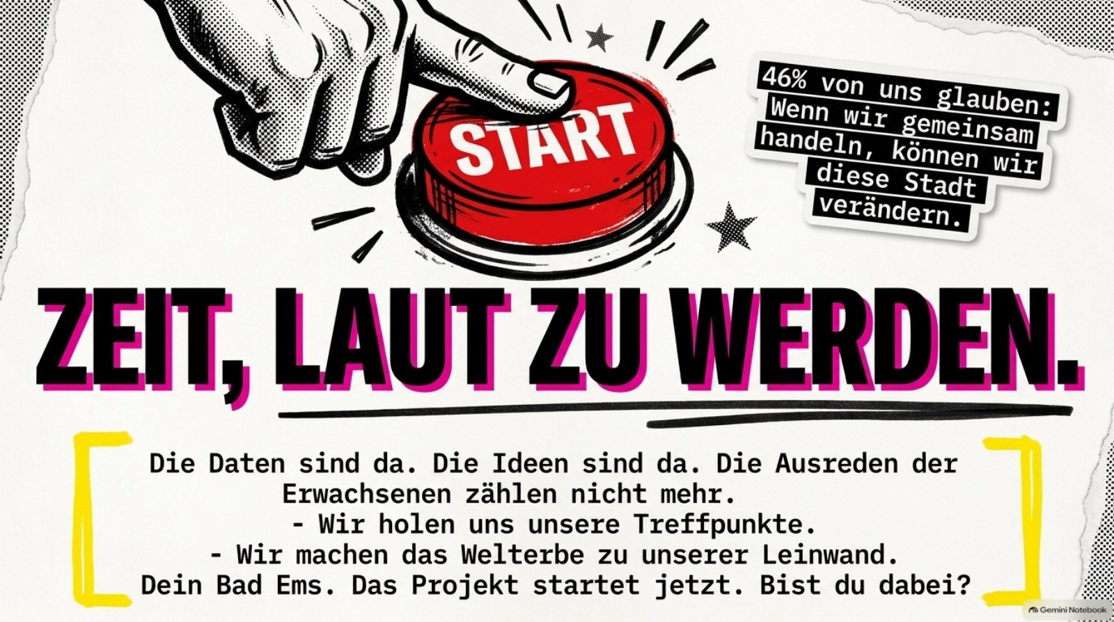 Folie 12: Zeit, laut zu werden - Start des Projekts